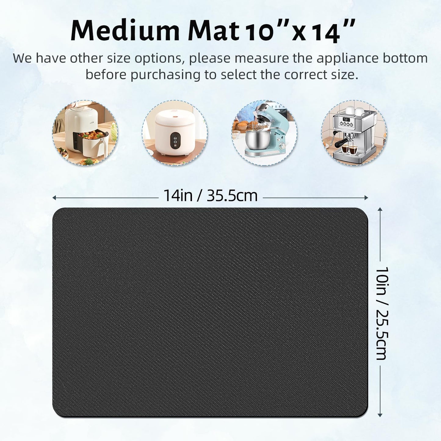 LOPNUR 14"x10" Small Appliance Slider, Appliance Sliders for Kitchen Appliances, 360° Rotating Sliding Tray for Coffee Maker, Heat Resistant Mat Cut to Fit Stand Mixer Air Fryer Microwave, Gray