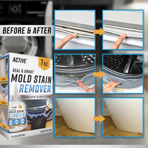 ACTIVE Mold Stain Remover Gel - Heavy Duty Cleaner for Washing Machine Seals & Grout - 7 Fl Oz