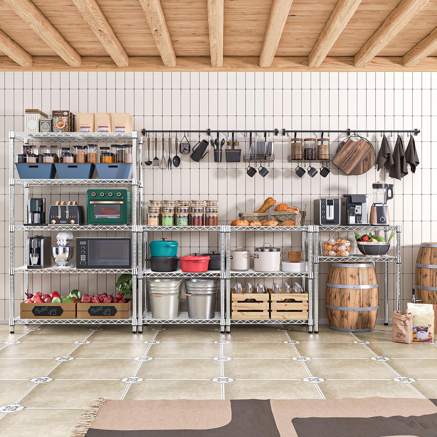 M MZG 1750 LBS Storage Shelves 5-Tier Utility Shelving Unit Steel Organizer Wire Rack for Home,Kitchen,Office,Garage, Capacity 17.7" D x 47.2" W x 72.3" H