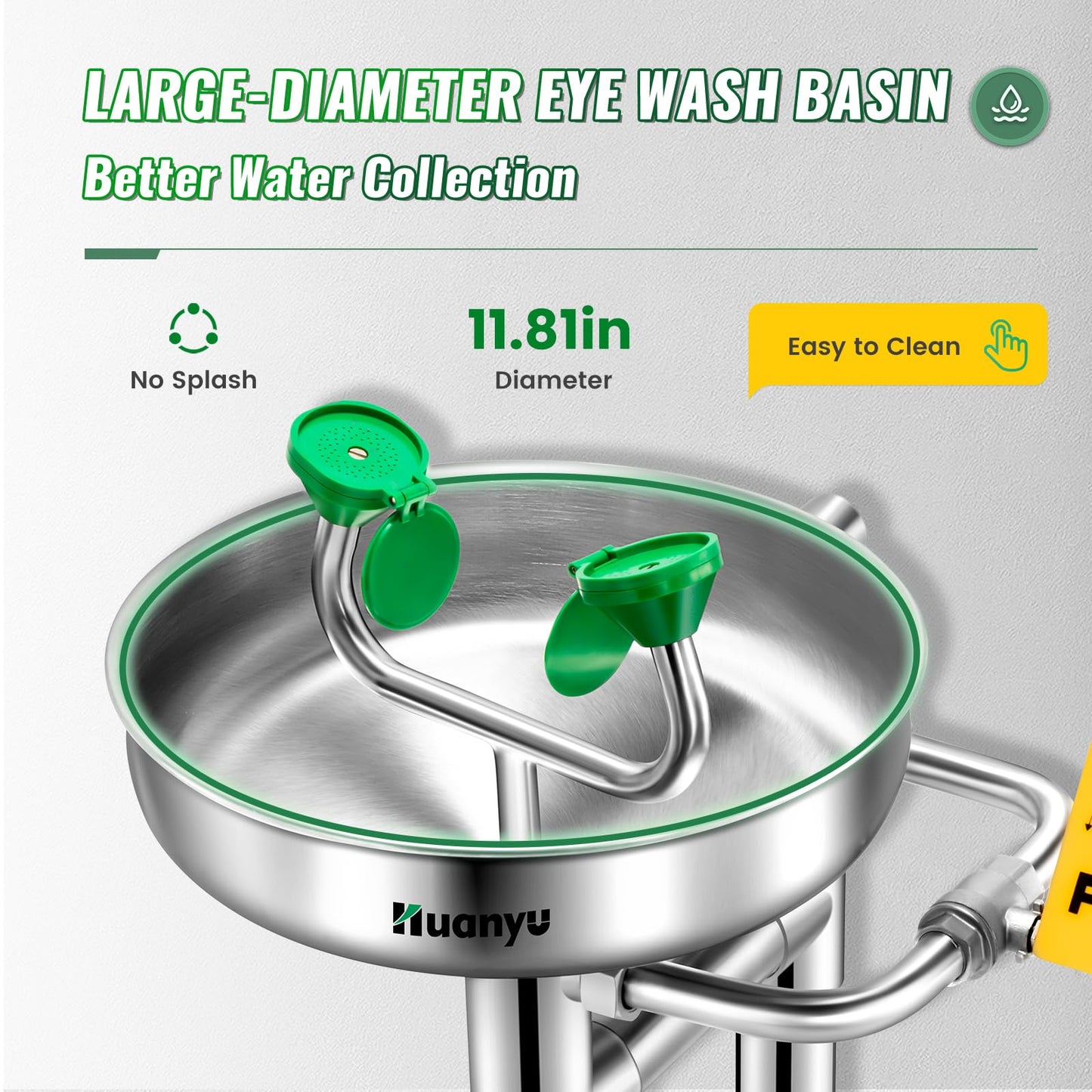 Huanyu Eye Wash Station with Shower + Stand Up Eye Wash Station (1101 * 1) +(1207-1 * 1）