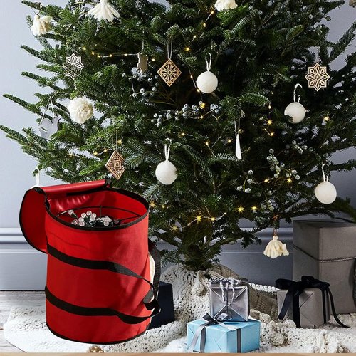 Dazzle Bright Christmas Lights Storage Bags - Red Tear-Proof Oxford Fabric with 3 Metal Reels