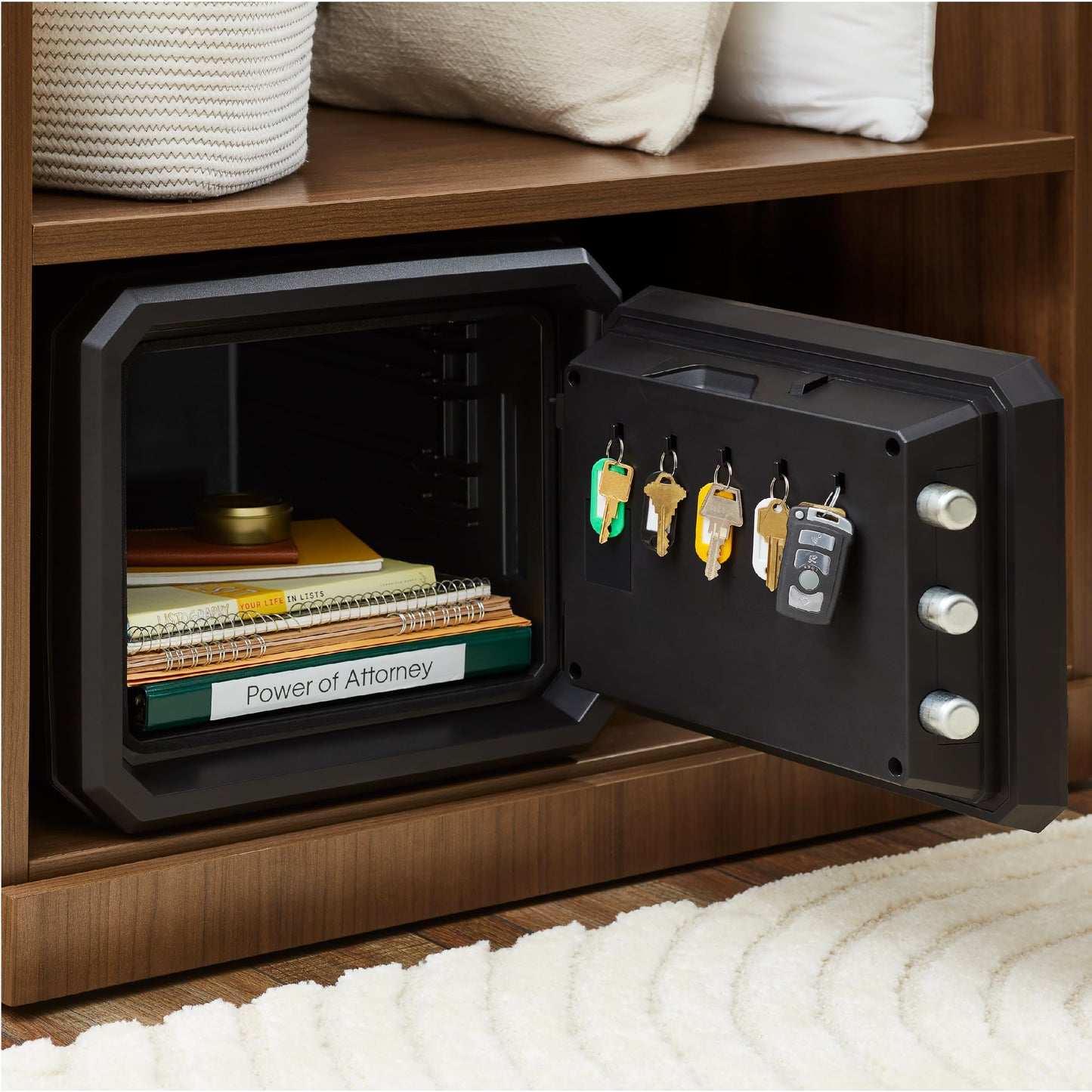 SentrySafe Fireproof and Waterproof Shelf Safe, Large Home or Office Safe with Dial Combination Lock and Override Key, 0.81 Cubic Feet, FPW082KSB