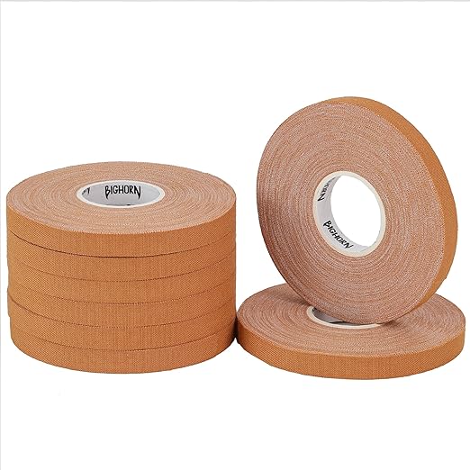 Bighorn Athletics Pro Series Jiu-Jitsu Finger Tape, 8-Rolls with Tin Holder, Enhanced Strength, Residue-Free (0.3-Inch, Nude)