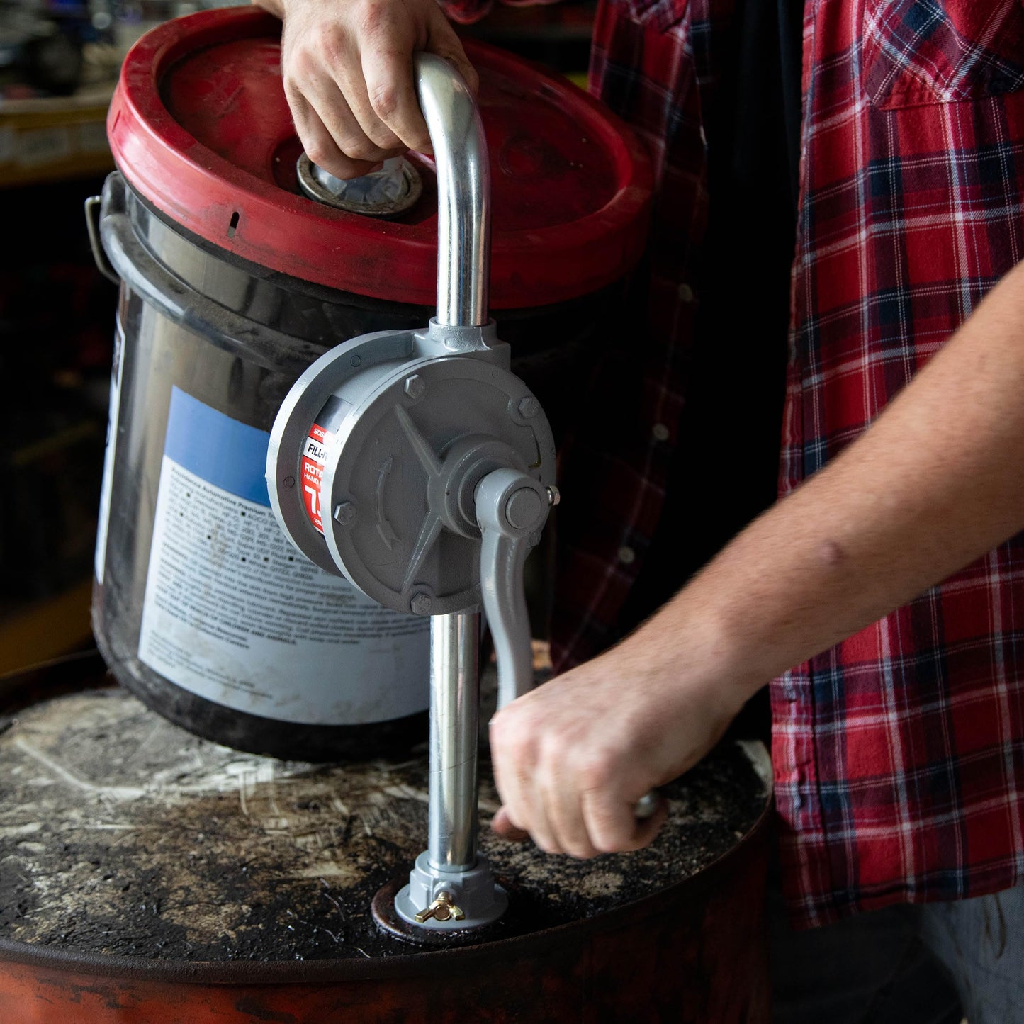Fill-Rite SD62 Hand Fuel Transfer Pump, 7.5 Gallons per 100 Revolutions, 3/4" NPT Ports, 2" Bung Mount, Cast Iron Manual Pump with Aluminum Spout & Steel Suction Pipe