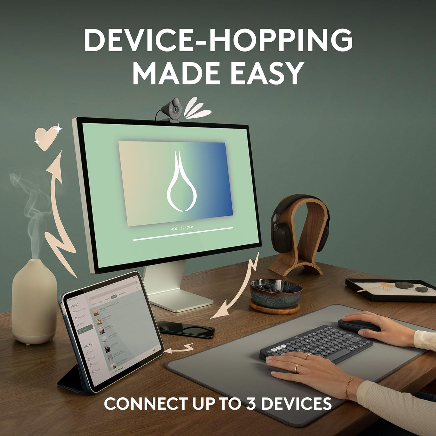 Logitech 2 M350s Pebble Mouse Slim Bluetooth Wireless Mouse, Portable, Lightweight, Customizable Button, Quiet Clicks