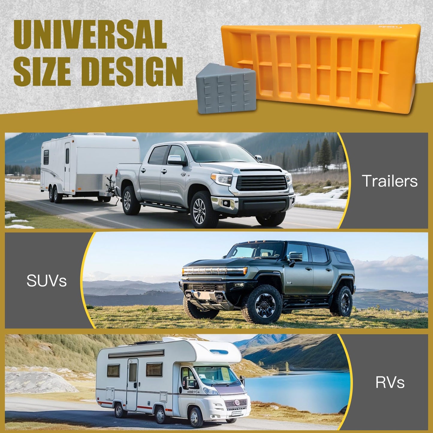 LEIDGG RV Leveling Blocks 2 Pack Heavy Duty Camper Leveler with Storage BagSupports Up to 10000 LBS Adjustable Up to 3IN Ideal for Travel Trailers, Campers, RVs, Motorhomes