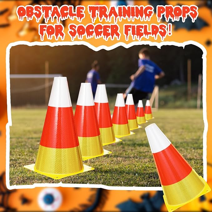 Candy Corn Ring Toss Game Plastic Cones 9 Inch Training Traffic Cones Sport Training Agility Field Marker for Youth Soccer Skating Practice