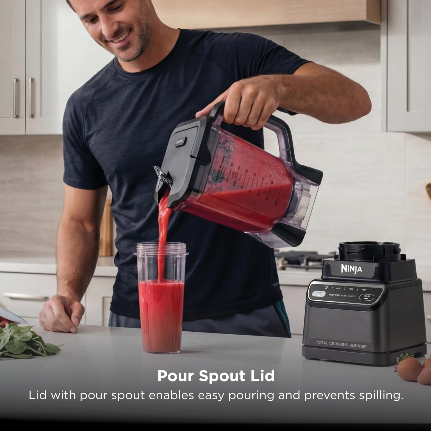 Ninja Professional Blender 2.0 | Smoothie Maker, Drink Mixer, Grinder, Ice Crusher | Total Crushing Technology, Auto-iQ Program, 1200W Power, XL 72-oz. Pitcher | Dark Grey | BR201AMZ