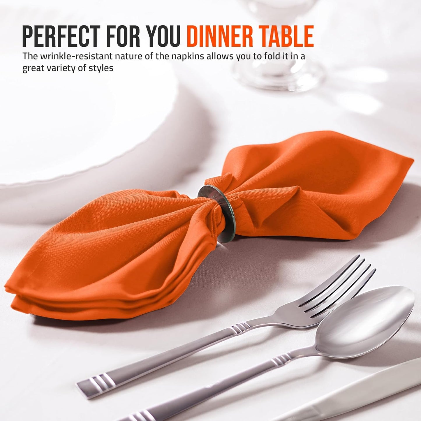 Utopia Home Cloth Napkins - Orange 12-Pack | 17x17 Inches, Perfect for Halloween, Thanksgiving & Events