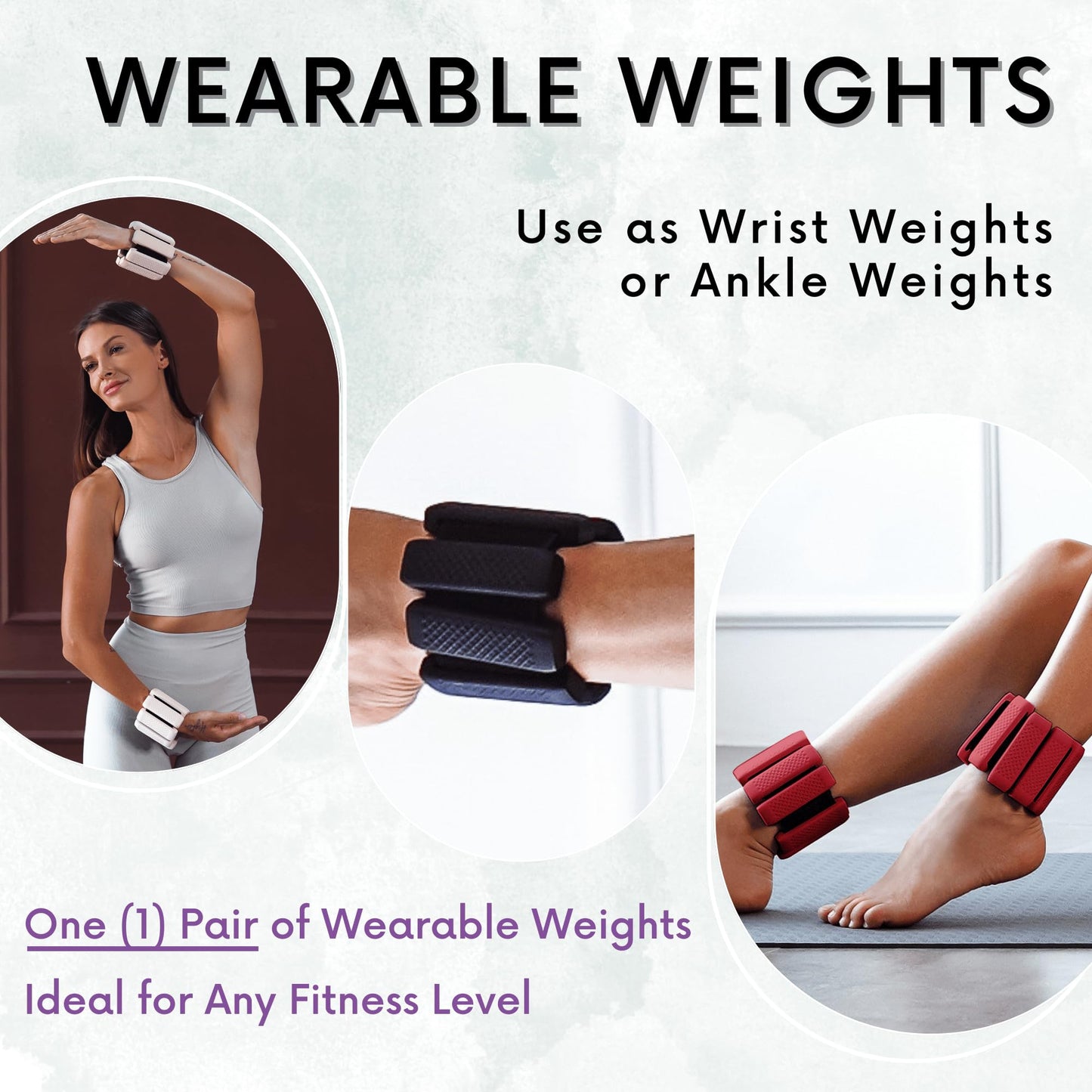 Polyfit Wrist & Ankle Weights - 1 Pair - Wearable Ankle Weights for Women and Men - Wearable Bracelet for Exercise, Yoga, Walking, Running, Dance, Barre, Pilates, Cardio, Aerobics (WINE)