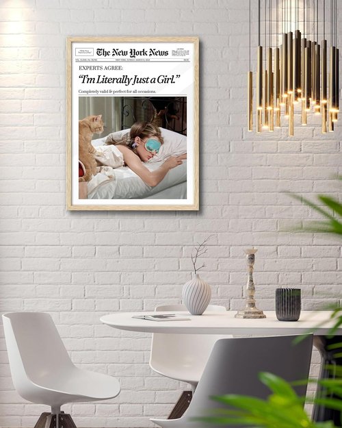 EcoHest Audrey Hepburn Magazine Wall Art - Trendy 12x16 in Oak Frame | Beige Canvas Home Decor