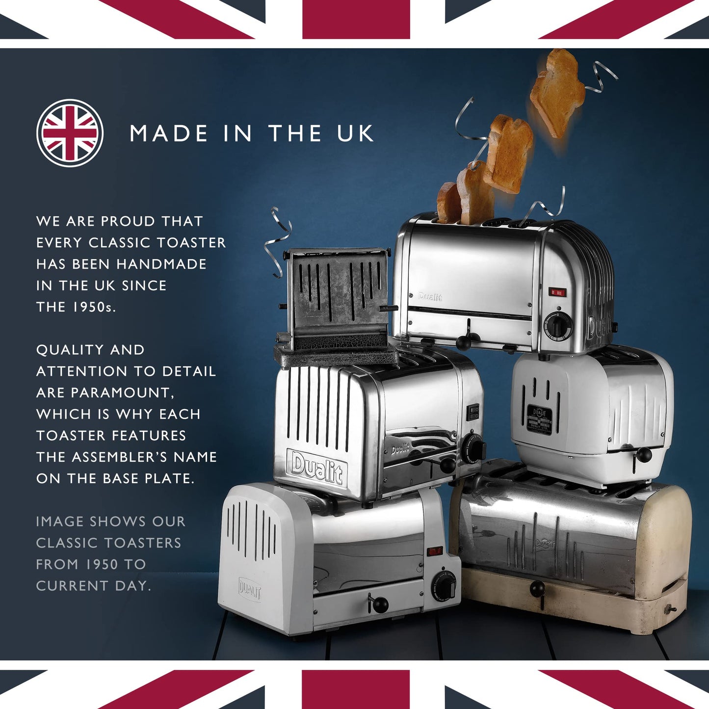Dualit Classic 4 Slice NewGen Toaster - Stainless Steel - Hand Built in the UK - Replaceable ProHeat elements - Defrost Bread - Mechanical Timer - Matt Black Classic Toaster