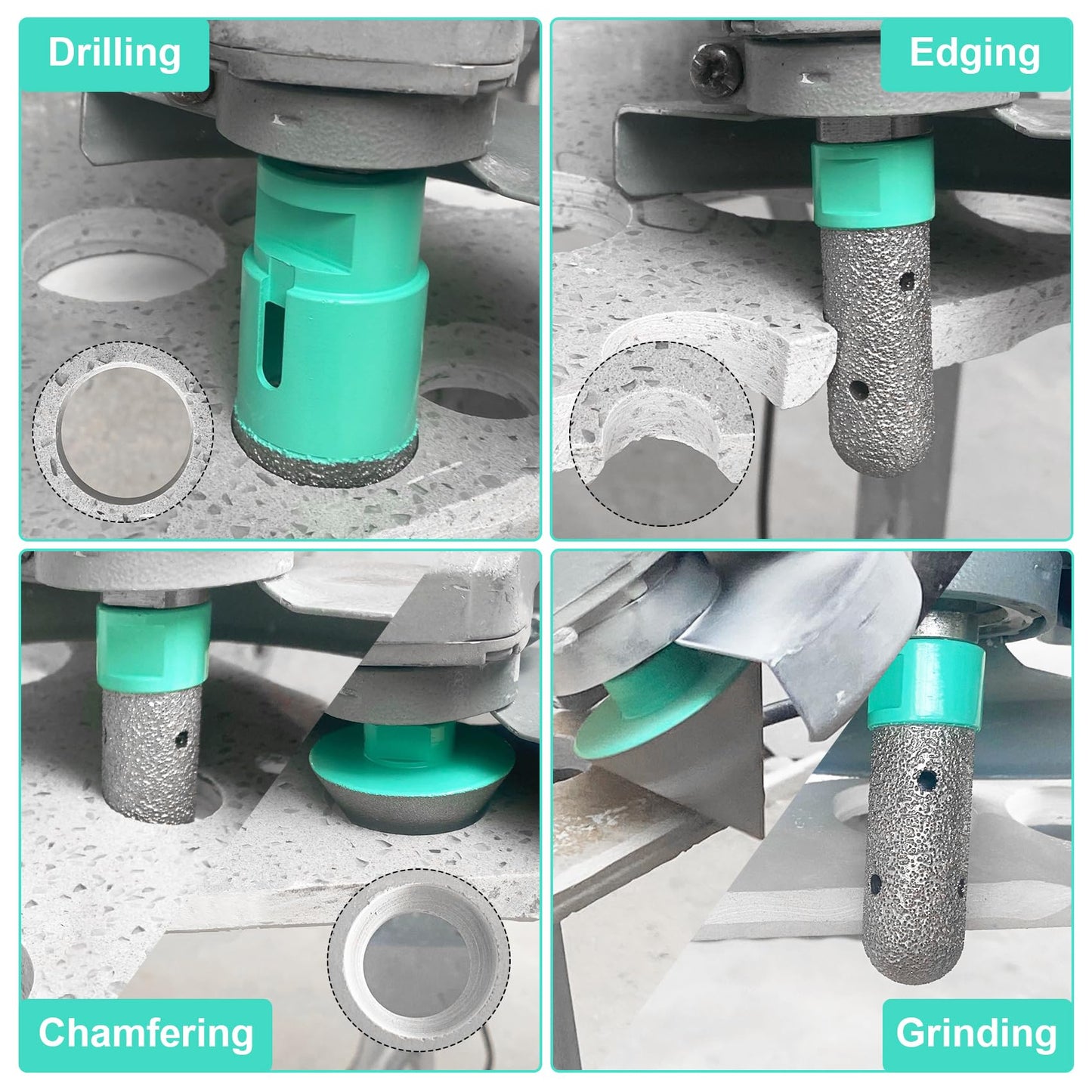Tile Hole Saw Kit Diamond - LEKOMESH 6-100mm Diamond Core Drill Bits Set with 20mm Finger & 50mm Chamfer Bit & SDS/HEX Adapter for Porcelain Ceramic Marble Concrete Brick, 5/8"-11 Thread