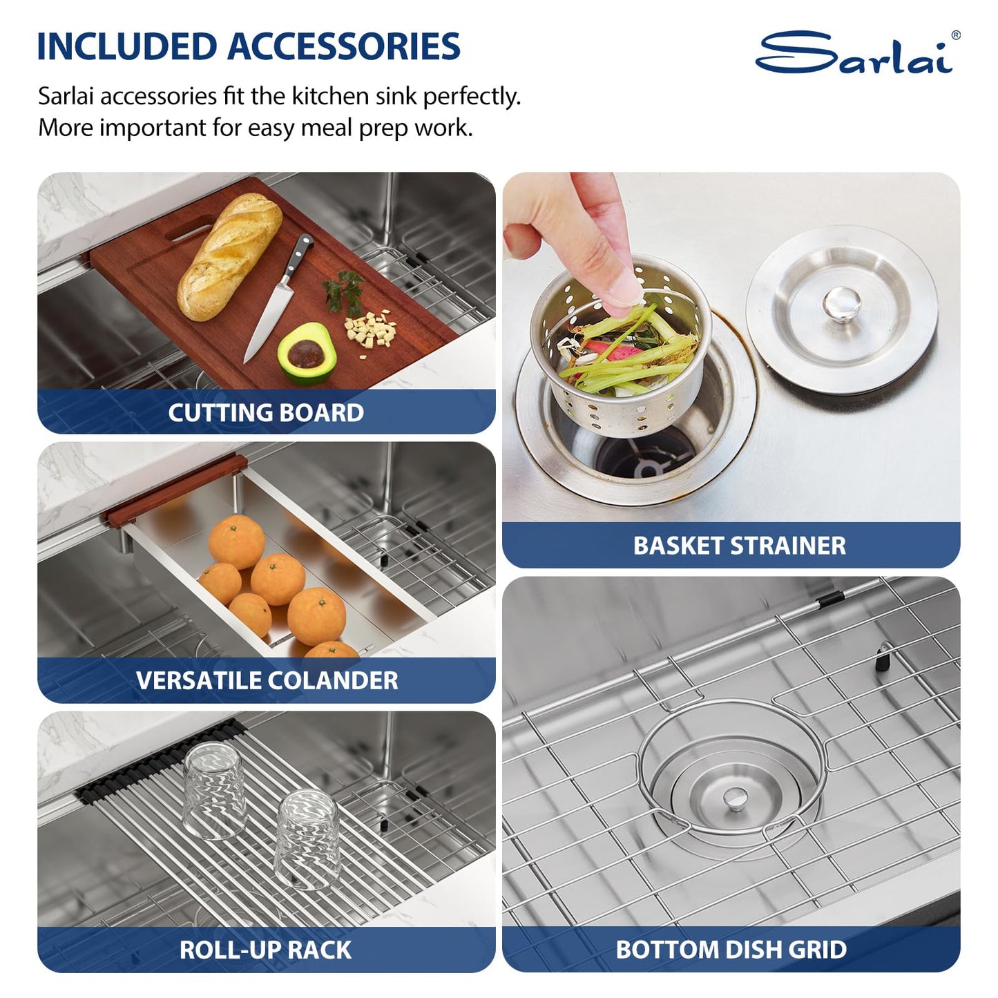 Sarlai 33 Kitchen Sink Undermount - 33 x 19 Inch Undermount Sink Ledge Workstation Deep Single Bowl 16 Gauge Stainless Steel Under Counter Kitchen Sinks Basin