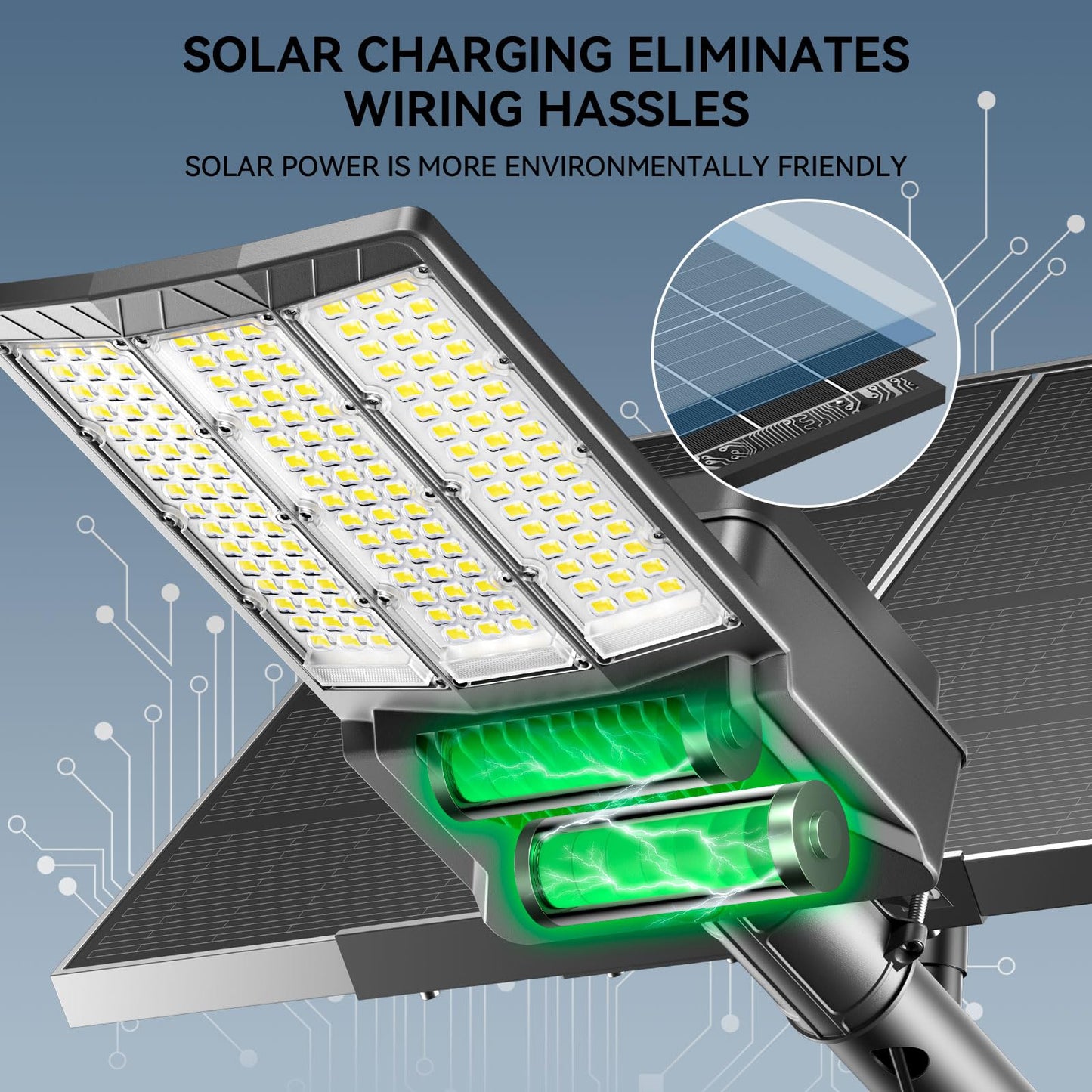Adewalk 12000W Solar Street Light with Dual Solar Panels, Commercial Grade Parking Lot Lights with Large LEDs, Flood Lights Outdoor wth Motion Sensor and Remote Control for Yard, Street 2 Pack