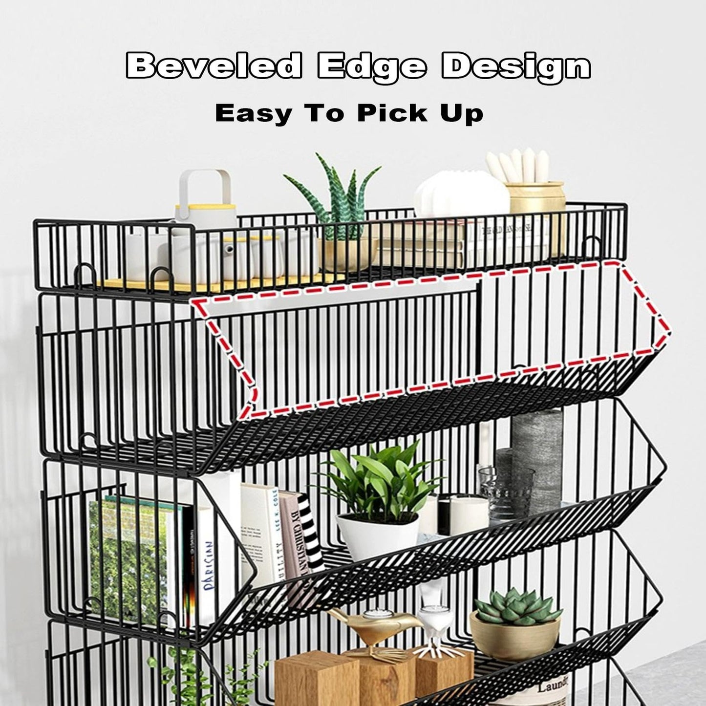 Yuwoune 5-Tier Slanted Rolling Retail Display Rack with Locking Wheels | Heavy-Duty Metal Snack & Chip Display Stand for Grocery Stores, Supermarkets, Bakery | Space-Saving Store Organization Shelf