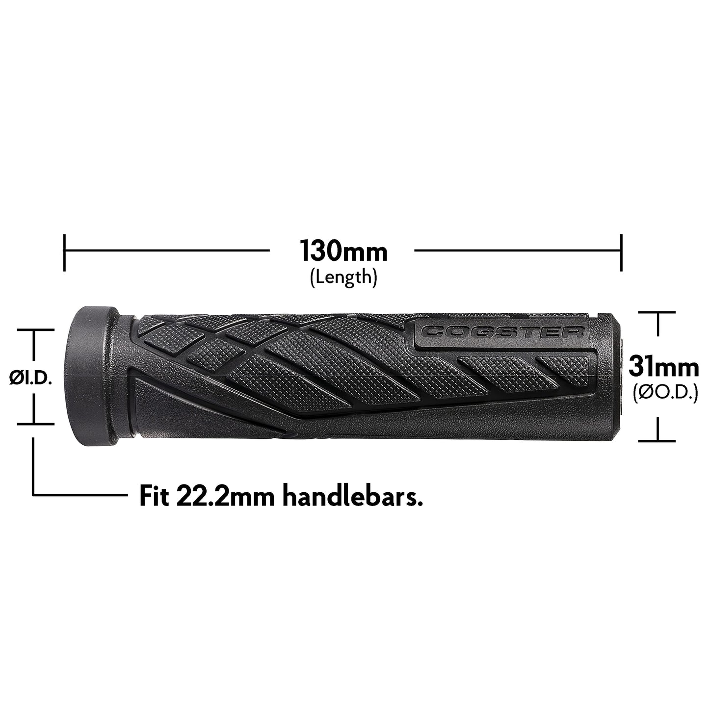 COGSTER Dash Bike Handlebar Slip-on Grips, Lightweight Rubber Grips for XC, MTB, BMX Bikes (Orange)