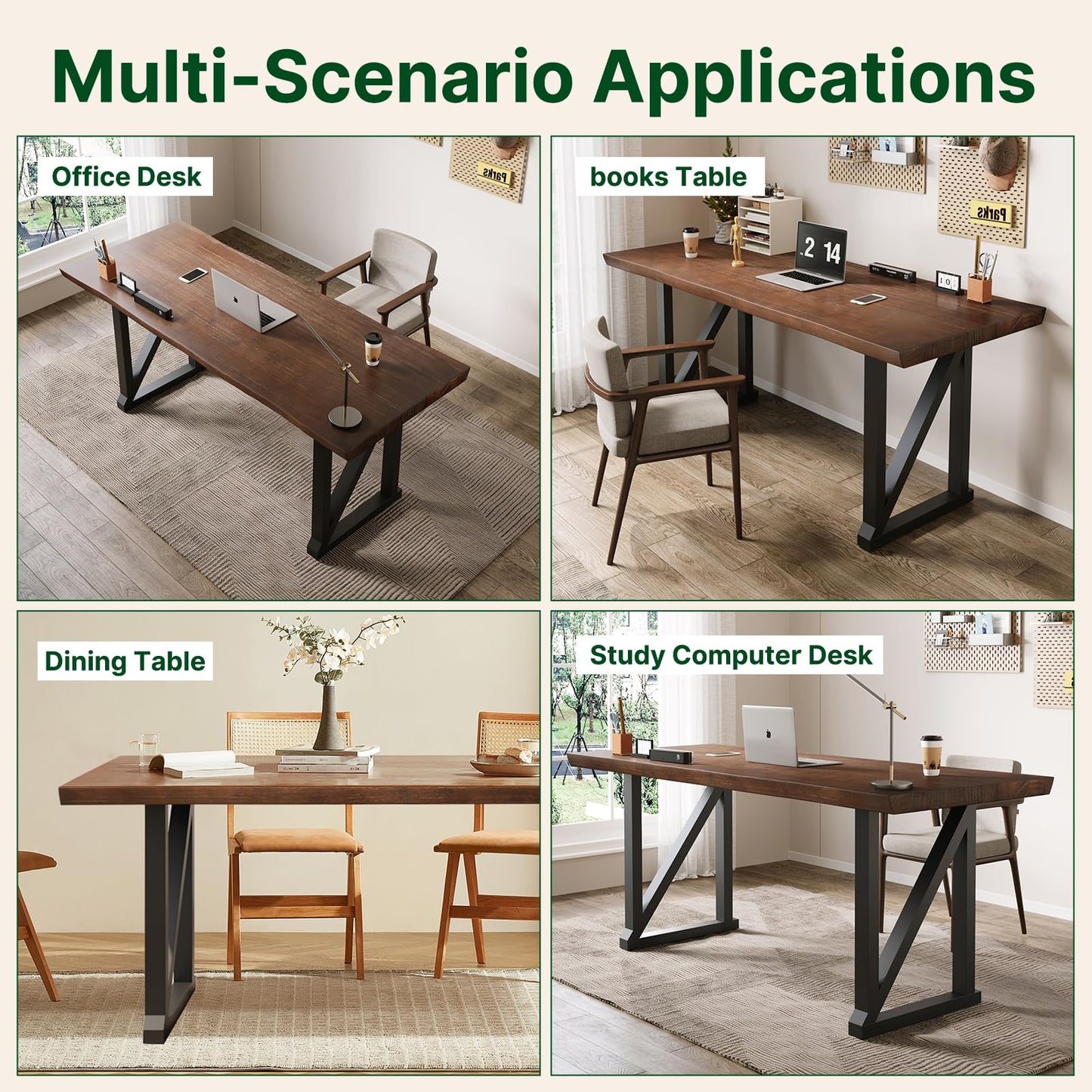 jmzx store Solid Wood and Metal Modern Industrial 56 inch Wide Home Office Desk, Writing Table, Workstation, Perfect Table for Your workspace Study Table Furniture in Rustic Natural Aged Brown