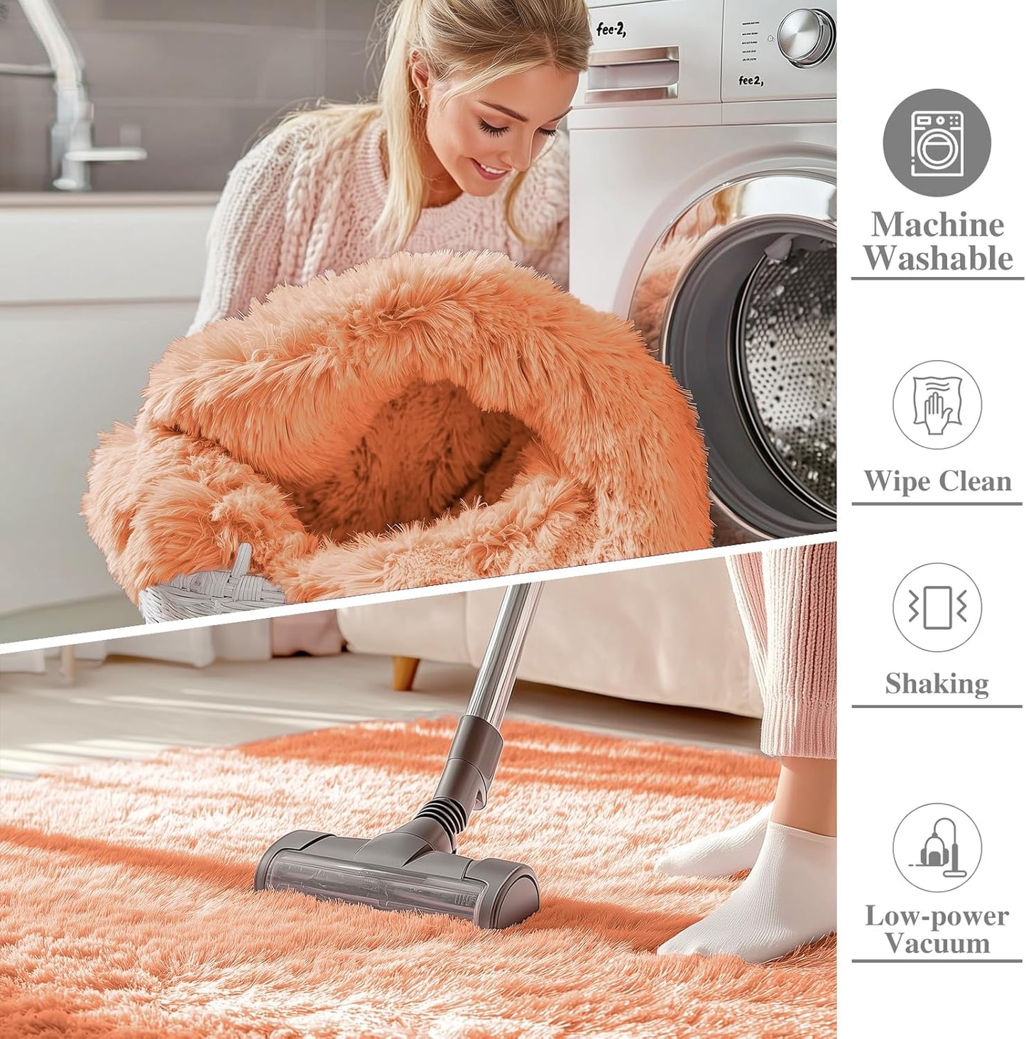 OLANLY Large Area Rug - Soft Fluffy Shaggy Carpet for Living Room & Bedroom - 9x12, Muted Orange