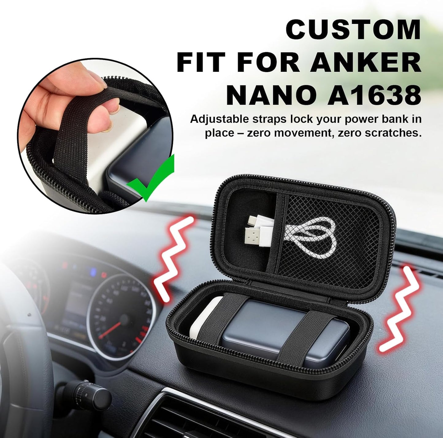 ANKHOH 45W 10000mAh, 2 Power Bank Case Compatible with Anker Nano Portable Charger Travel Storage Bag with Carabiner