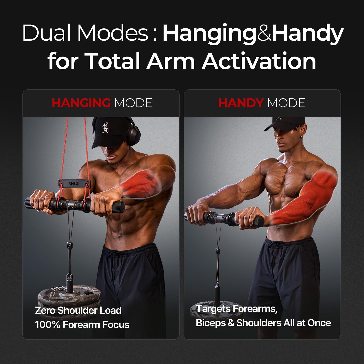 GD Hanging Wrist Roller PRO – Forearm Trainer & Grip Strengthener, Thick Grip Wrist Roller for Forearm Exercise, Grip circumference 6.2 inches, Precision Bearings, Heavy-Duty Aluminum, Includes Gloves