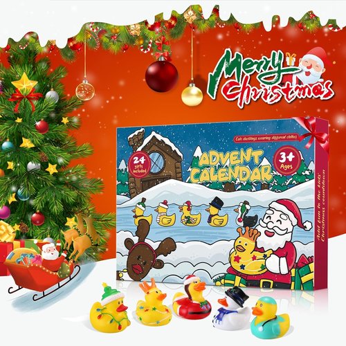 Advent Calendar 2025 - 24 Days of Fun Rubber Duck Set | Perfect Christmas Gifts for Kids Ages 3-6