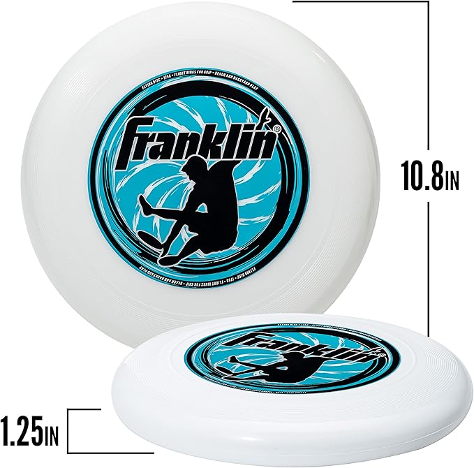 Franklin Sports Flying Disc - Disc for Beach, Backyard, Lawn, Park, Camping - 140 or 175 Grams - Perfect for Dogs - White