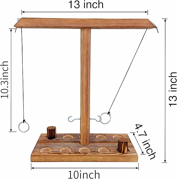 Ring Toss Games for Adults,Wooden Hook and Tossing Game,Hook and Ring Games 2-4-Player PK, Ring Hook Game with Ladder (13 inch)