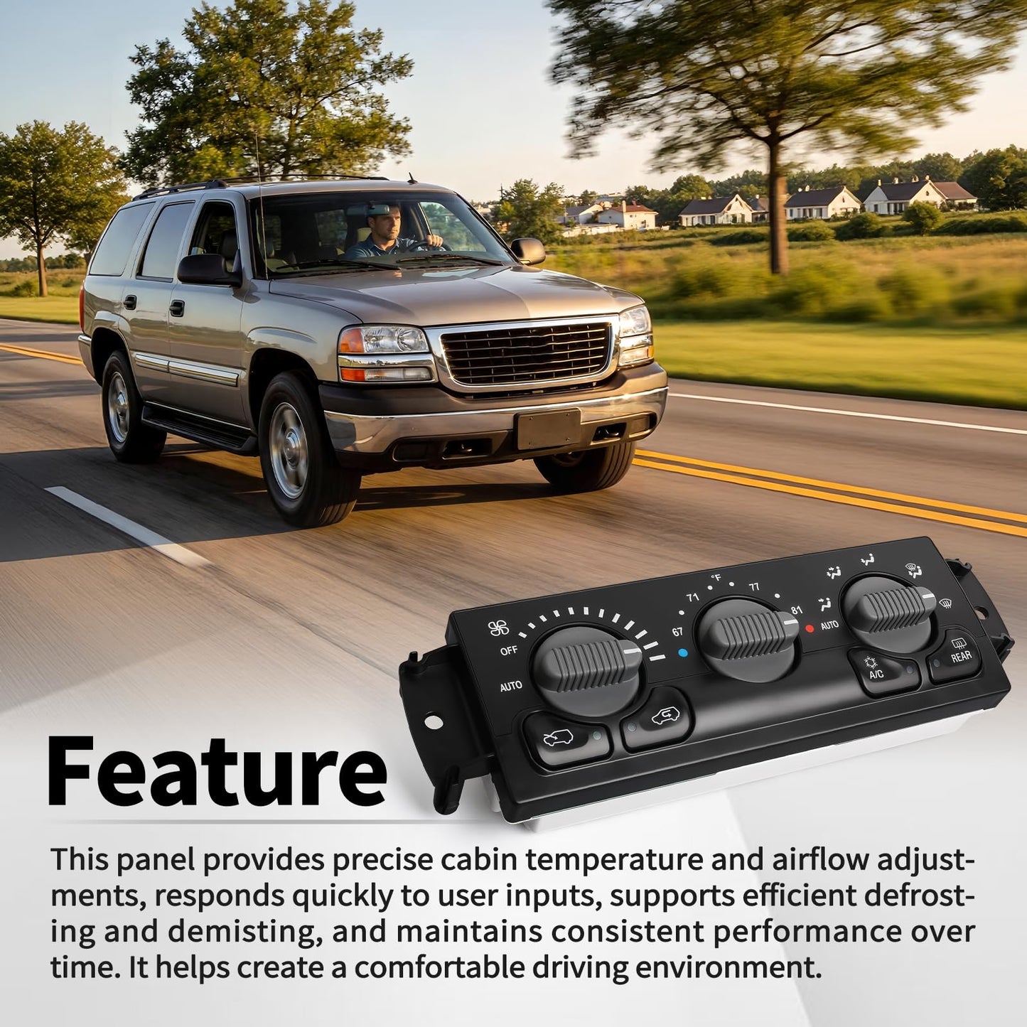 A/C Heater Climate Control Panel Compatible with Chevy Avalanche Silverado Suburban Tahoe with GMC Sierra and Yukon Temperature Control Module Replaces 599-215 15060162 12208020 15126603
