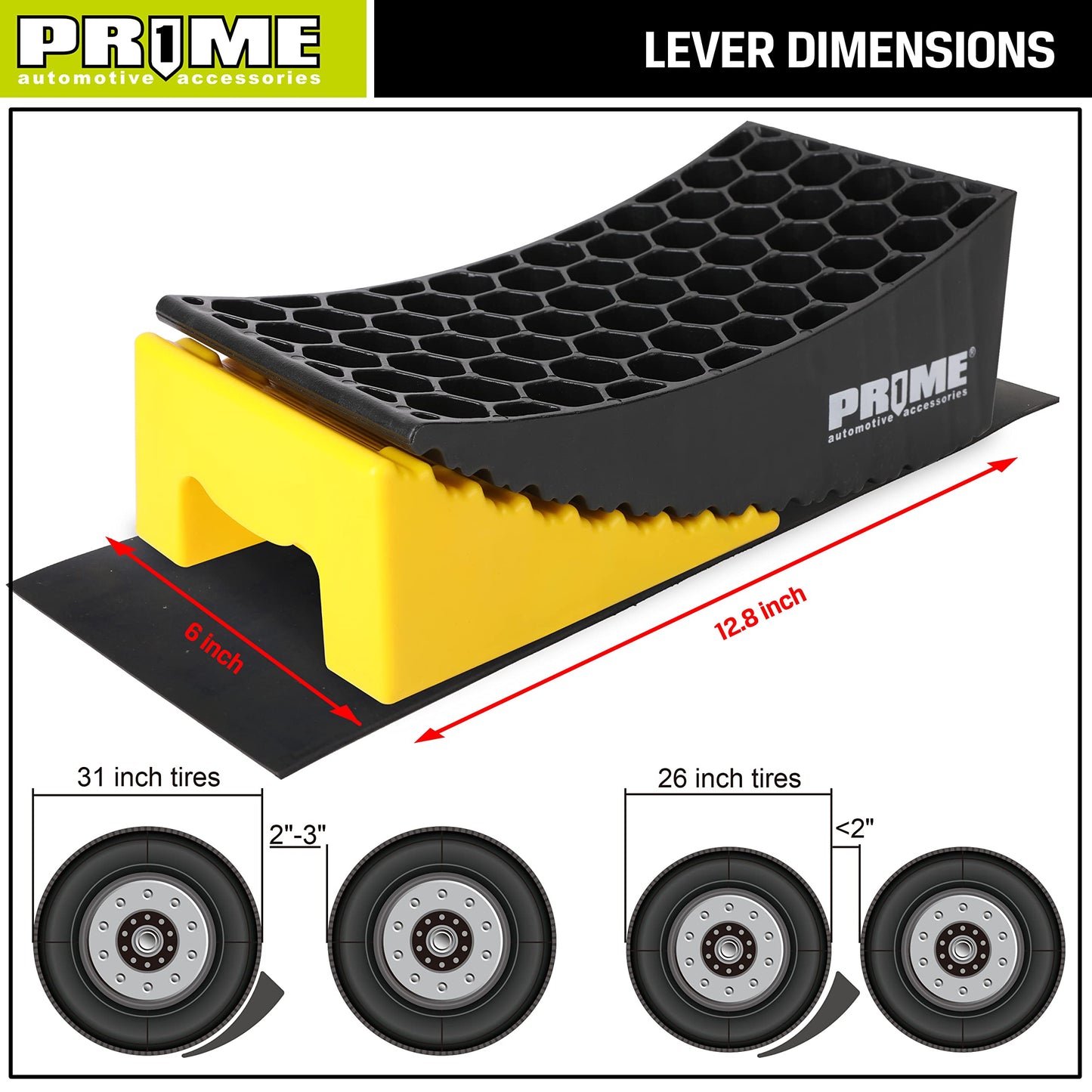 PR1ME RV Leveling Blocks, Heavy Duty Camper Leveler Kit, 2 Pack Curved RV Levelers with Anti-Slip Mats & Wheel Chocks, Faster Leveling System for Travel Trailer, Motorhome & Dual Axles
