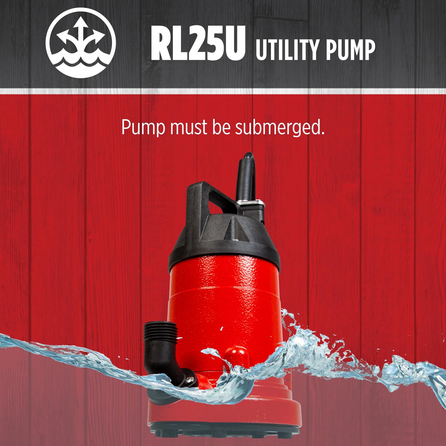 Red Lion RL25U 115 Volt, 1/4 HP, 1500 GPH Manual Aluminum Utility Pump with 10-ft. Cord, Red, 14942730