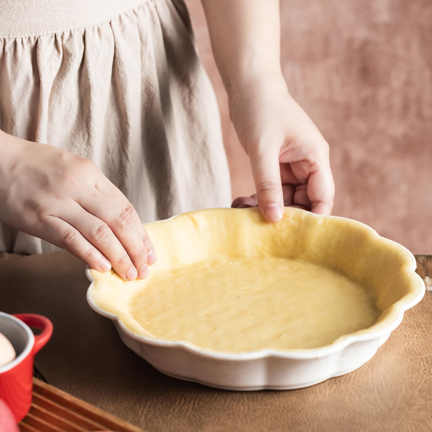 Cormomu Pie Pan for Baking 9 Inch, Ceramic Pie Dish, Non-Stick Round Baking Dish, Porcelain Plates with Ruffled Edge| Microwave, Dishwasher, and Oven Safe (2PCS)