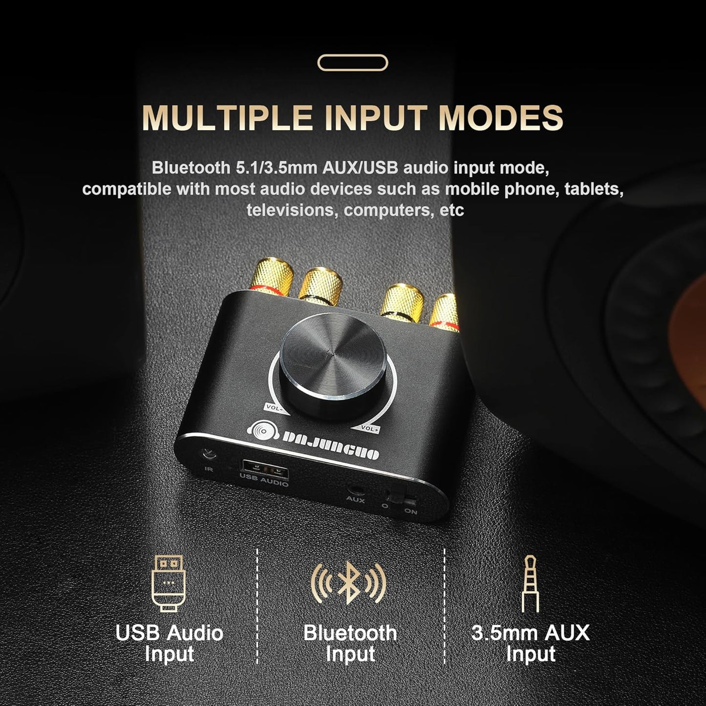 X100H 2.0 100W+100W TPA3116D2 Bluetooth5.1/USB/3.5mm Audio Amplifier Channel Power Amplifier,Supports AUX Input