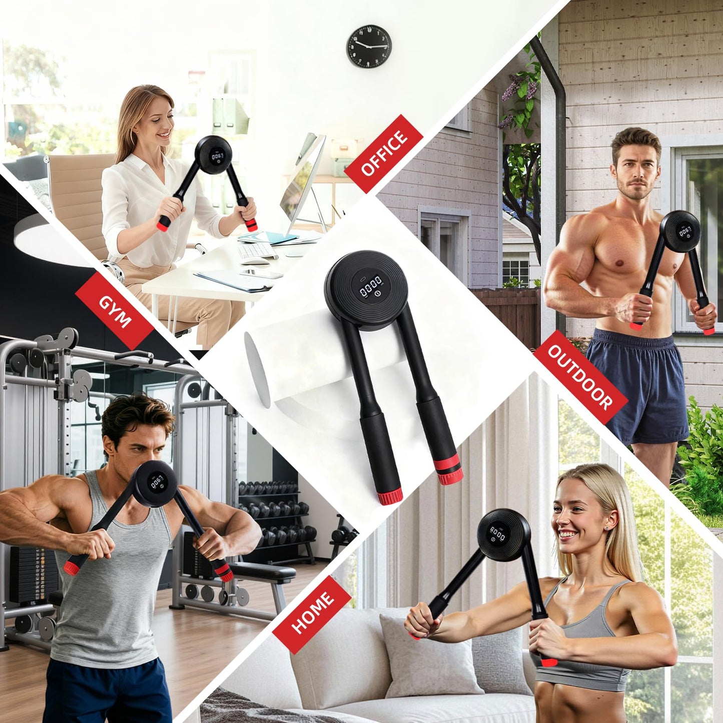Vyrelis Hydraulic Power Twister Adjustable 22–440 lbs with Digital Display, Foldable Arm Chest Forearm Exerciser, No Snapback Safety, Portable Upper Body Strength Training Equipment (Red)