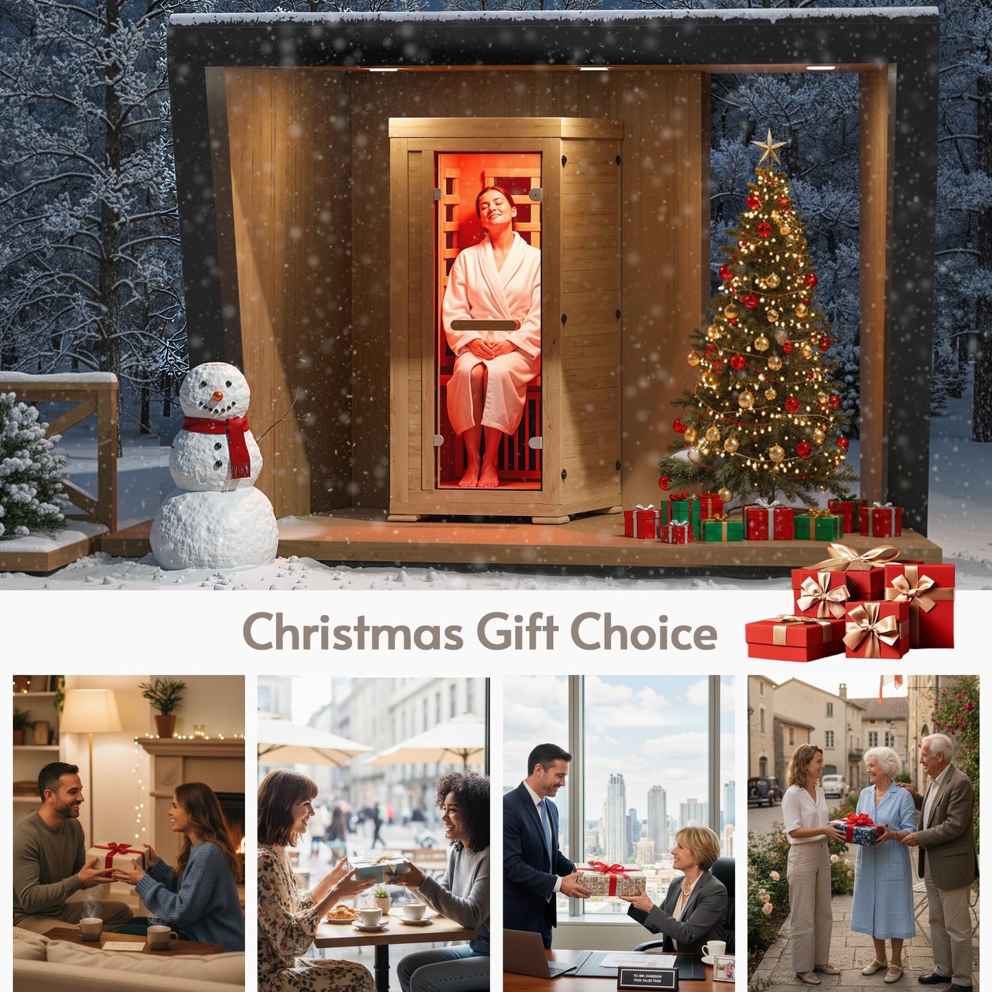 ENSTVER Infrared Wood Sauna 5.4Ft 1 Person, Luxury Full Spectrum Far Infrared Sauna Features Low EMF 1240w 7-Light Dynamic & Music Speakers, Canadian Hemlock Dry Indoor Saunas for Home & Gym