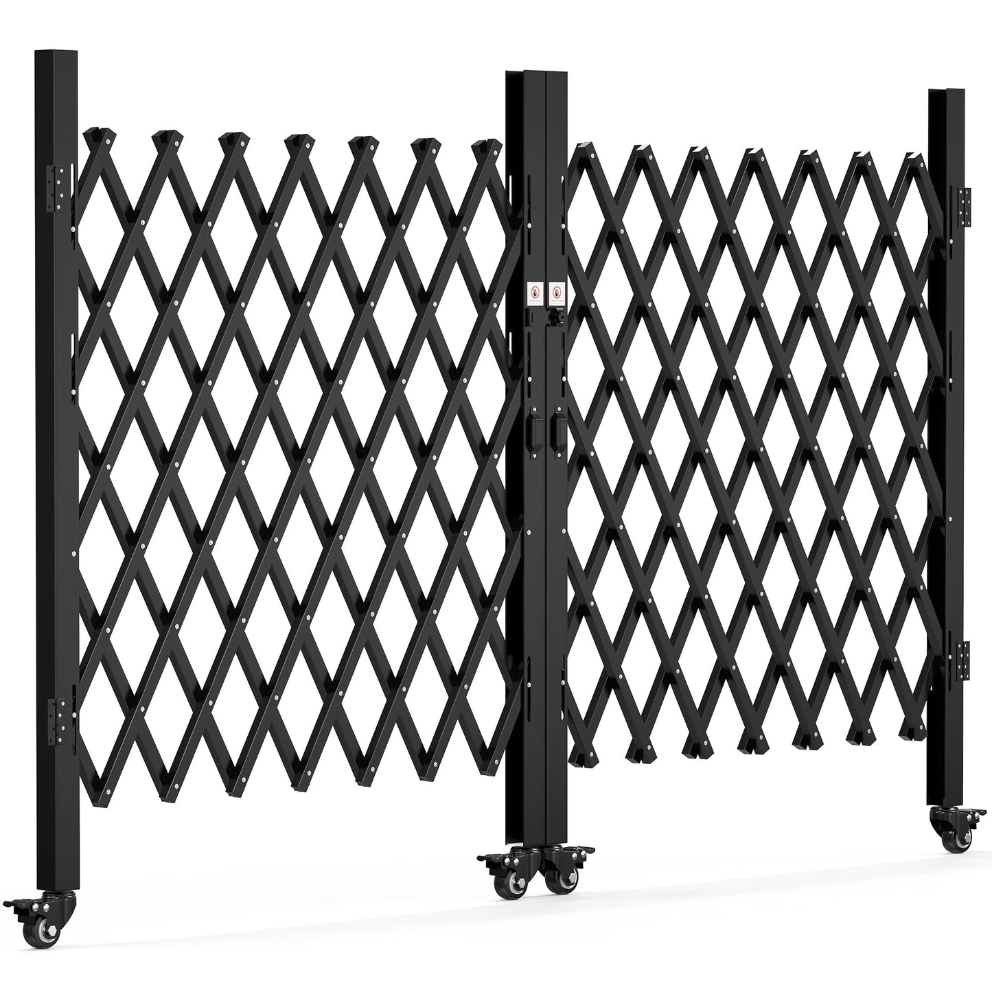 YITAHOME Double Folding Security Gate, 85" H x 150" W Accordion Gate, Flexible Expanding Security Gate, Retractable Fence Metal Safety Gates, 360° Rolling Barricade Gate, Scissor Gate with Padlock