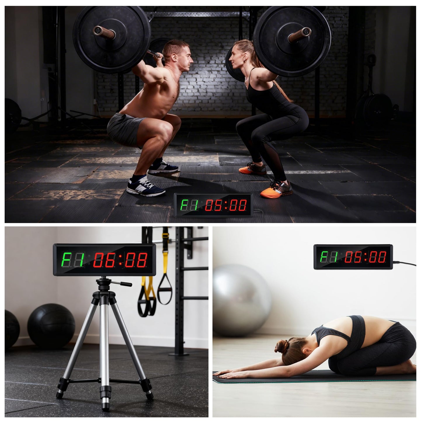 Faweskiy Upgraded Gym Timer Clock for Tabata/FBG/EMOM - Large Digital Interval Workout for Fitness Enthusiast, Count Down & Up | Stopwatch | Workout Clock for Home Gym/Yoga/Boxing/Garage Fitness Times