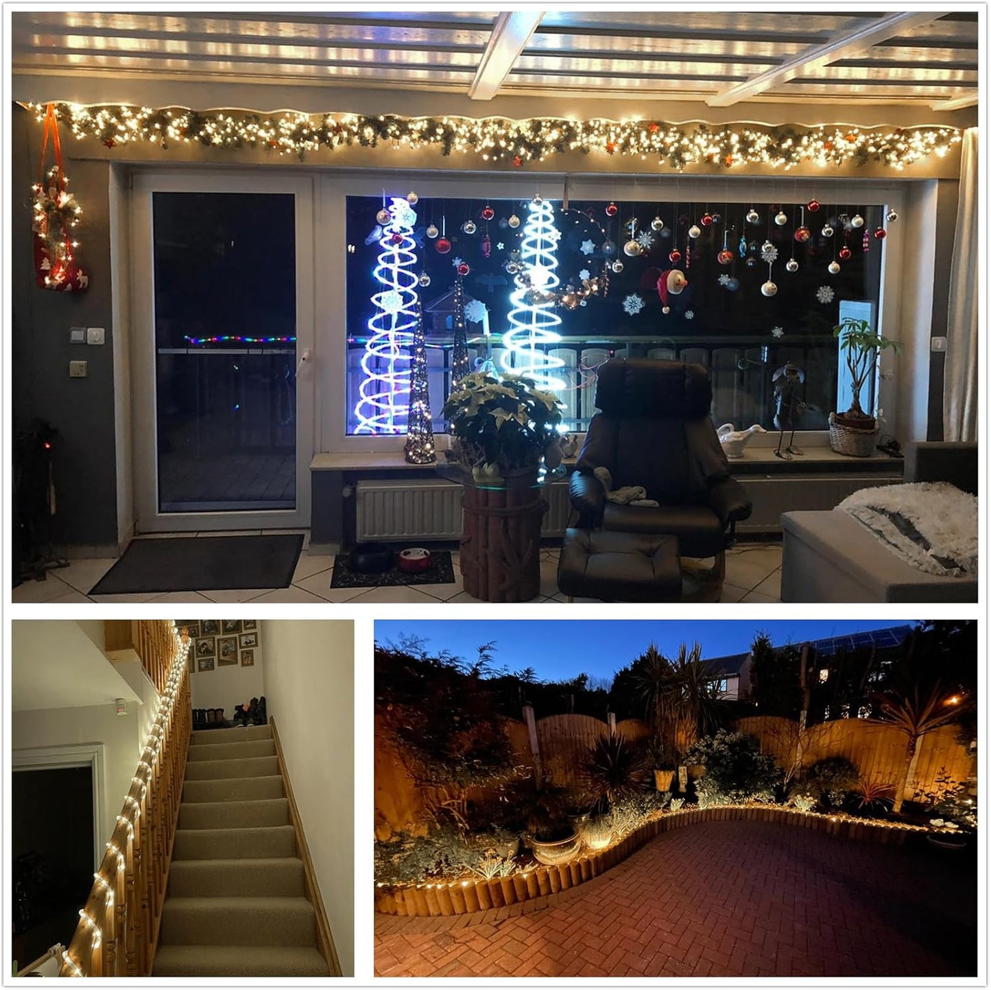 Skiennix 100Ft LED Rope Lights - Warm White, Waterproof Indoor/Outdoor | Cuttable, 1080 LEDs for Garden & Holiday Decor