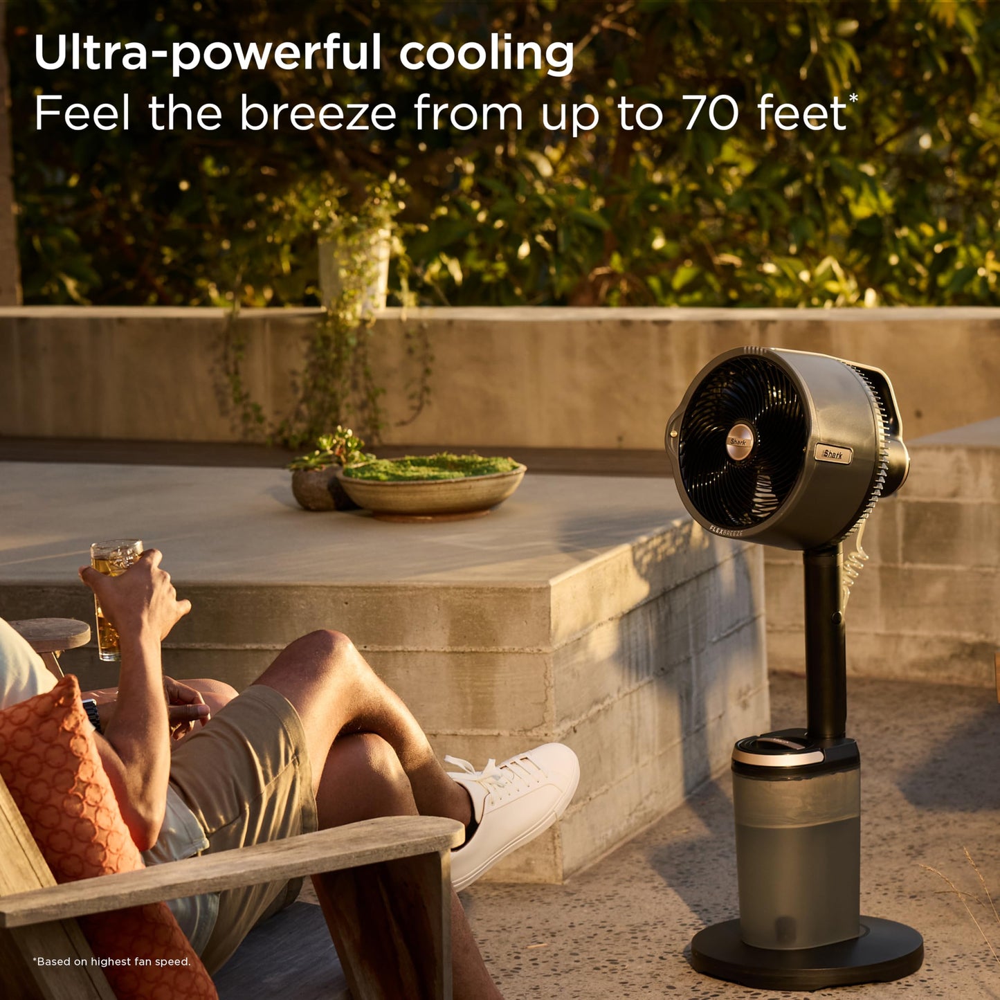 Shark FlexBreeze Pro Mist Fan — Indoor & Outdoor, Integrated Misting, Pedestal to Tabletop, Corded or Cordless, Up to 24-Hr Battery, Oscillating, Charcoal Grey, FA302