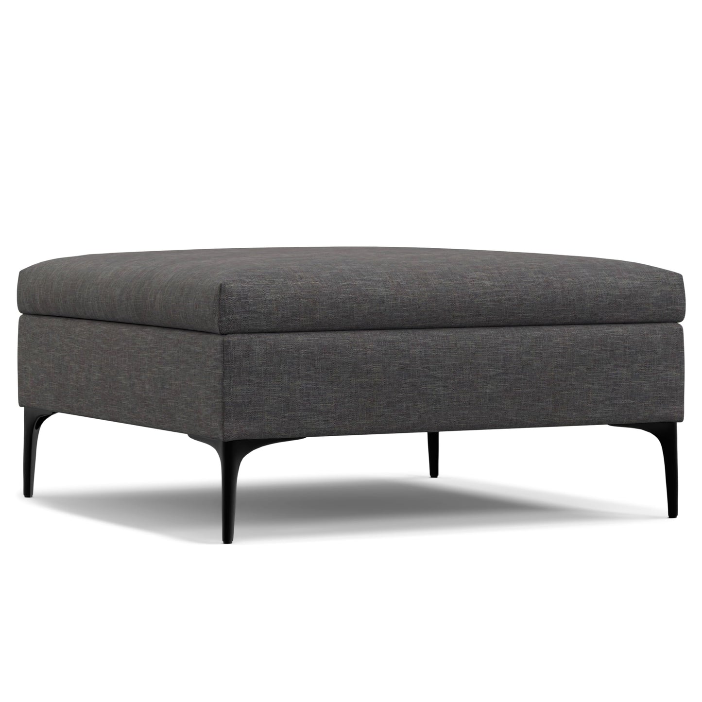 SIMPLIHOME Rebecca 36 inch Wide Contemporary Square Mid Century Coffee Table Storage Ottoman with Lift Up Lid in Slate Grey Polyester Linen, Assembled, For the Living Room, Entryway and Family Room