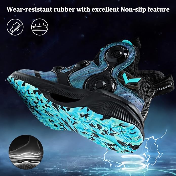 VITUOFLY Kids Basketball Shoes Boys Air Cushion Sneakers Girls Mid Top School Hoops Shoes Non-Slip Outdoor Sports Running Gym Comfortable Durable Little Kid/Big Kid