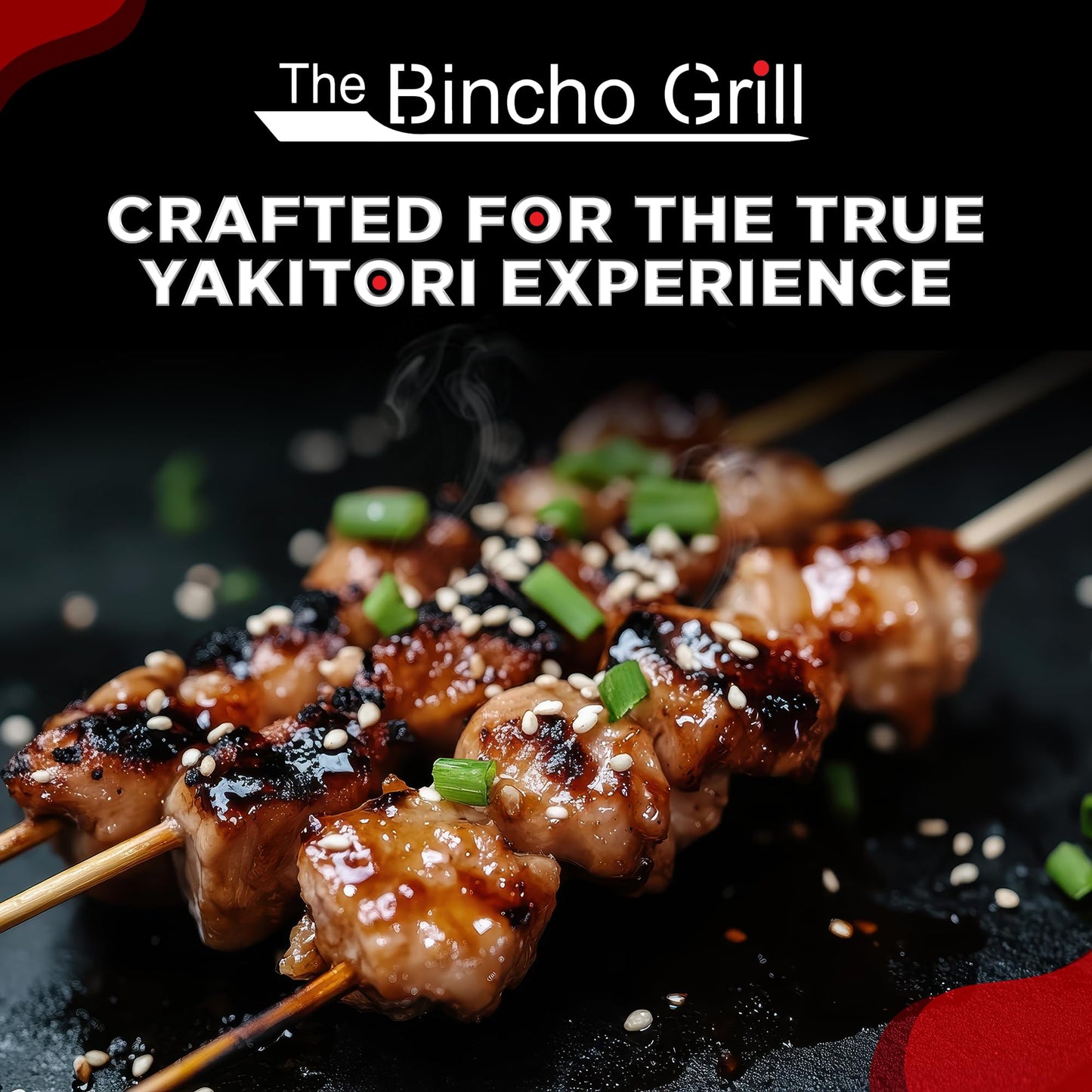 The Bincho Grill 16" Mini Yakitori Grill – Stainless Steel Mini Tabletop Charcoal BBQ with Charcoal Box, Optimized Airflow & Cool-Touch Base - Perfect for Japanese Grilling, Skewers, Meat, Seafood