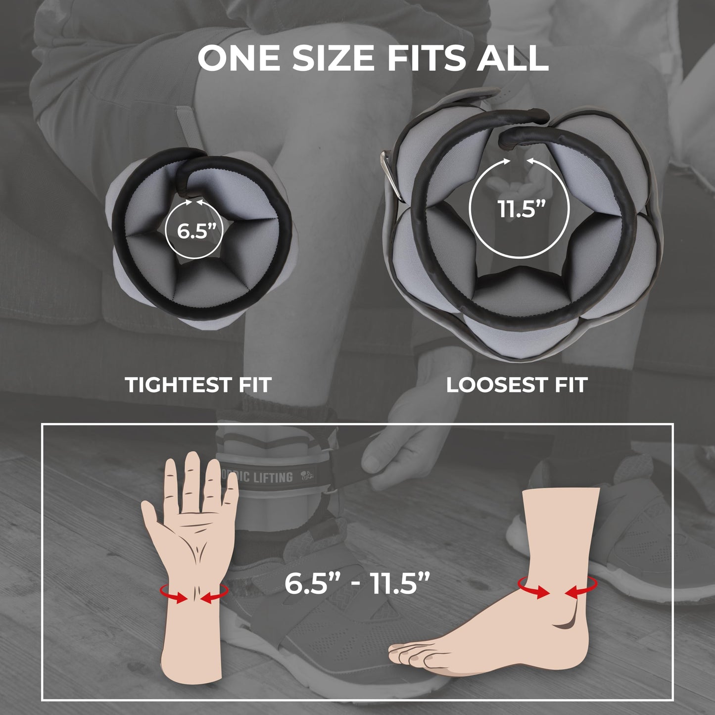 Nordic Lifting Adjustable Ankle Weights for Women & Men – 1 Pair (2–10 lbs) Wrist, Arm & Leg Weights for Gym, Yoga & Home Workouts – Secure Fit Strap Design – Durable Fitness Training Equipment