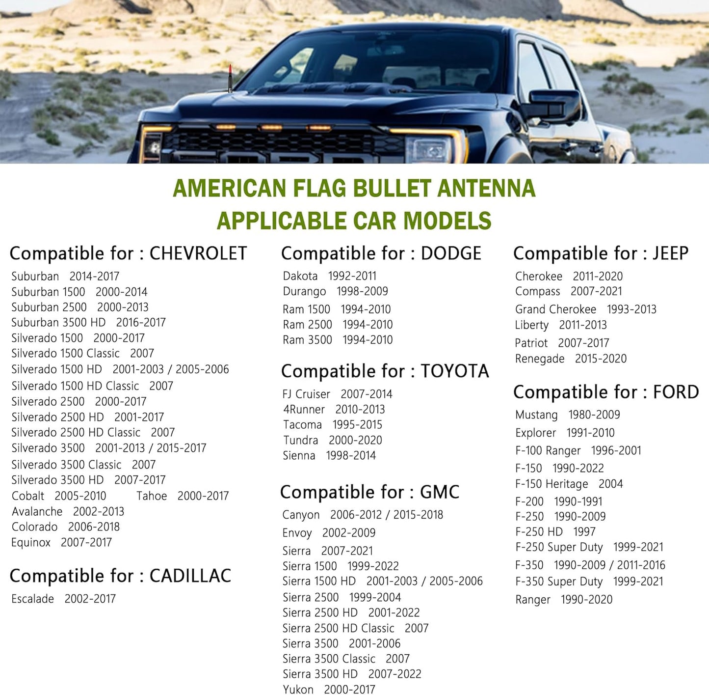 Junecarp American Flag Car Bullet Antenna,Truck Exterior Decoration Accessories[New Upgrade Flag Design] Car Antenna