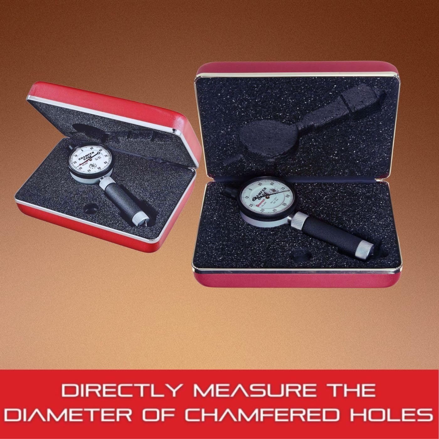 Starrett Inch Reading Dial Indicator Internal Chamfer Gage - 0-3/8" Range, .001" Graduations, 0-90° Angle - 683-1Z