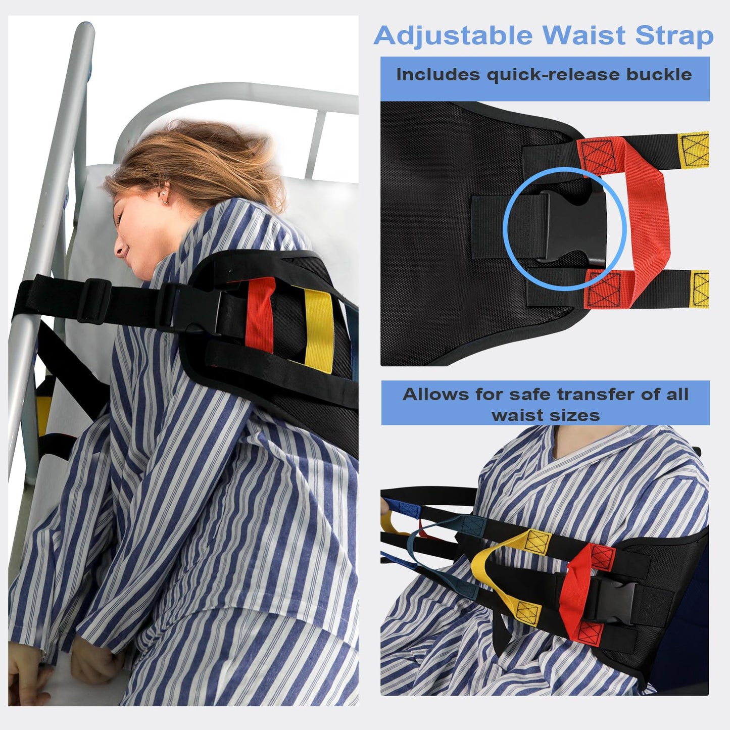 Transfer Sling, Transfer Belt for Elderly, Gait Belts for Seniors, Heavy Duty Patient Lift Belt, Mobility Standing and Lifting Aid for Disabled, Elderly, Injured- Safely Move from Bed and Wheelchair