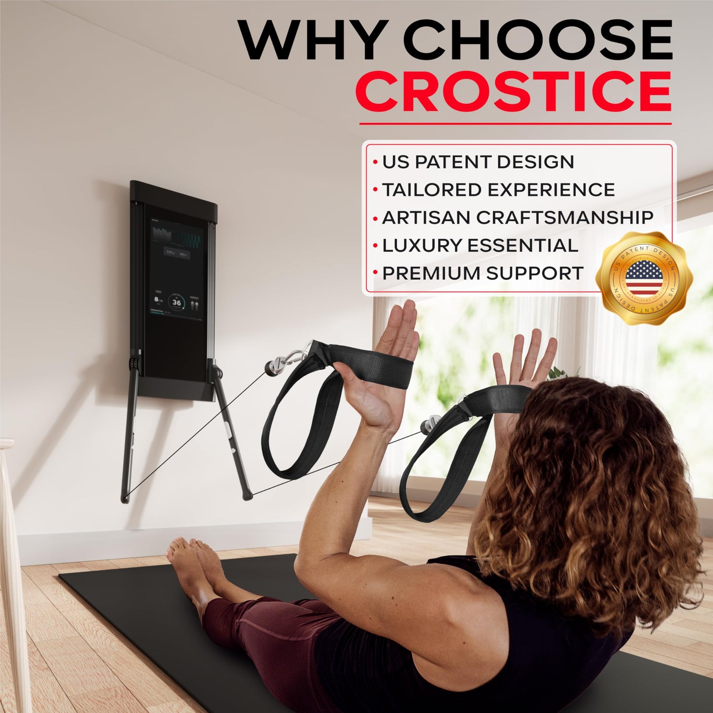 Crostice Pilates Loops Compatible with Tonal Machine, Pilates Equipment Soft Straps for Smart Home Gym, Double Loop Straps for Yoga Exercises, Enhanced Grip and Thickness, Stability