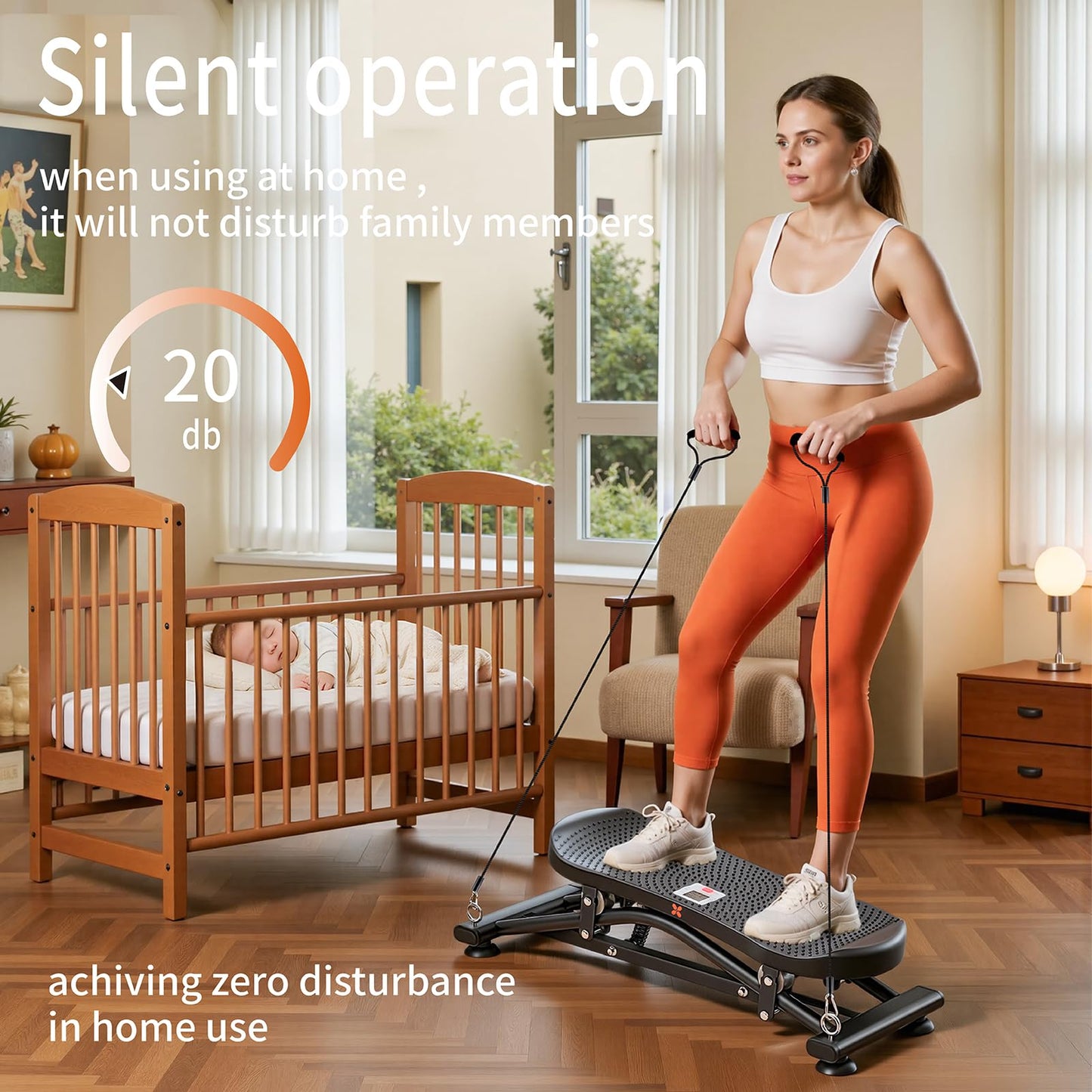 Balance Board for Adults, Rocking Stepper with Resistance Bands, Portable Wobble Board with LCD Monitor, 300 lbs Capacity Ski Trainer for Full Body Workout at Home Gym (Black)