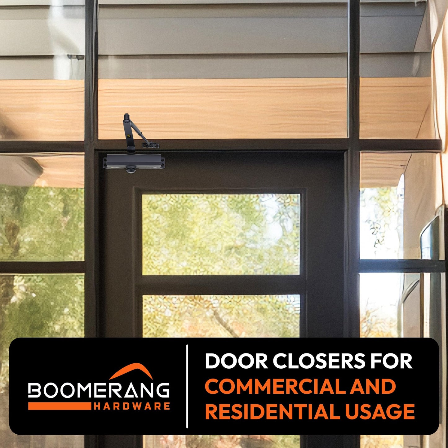 Boomerang D703 Medium-Duty Designer Auto Commercial Door Closer, Multiple Mount Options, Door Closer for Medium/High Traffic Areas, UL 3 Hour Fire Rated, Matte Black (US19)