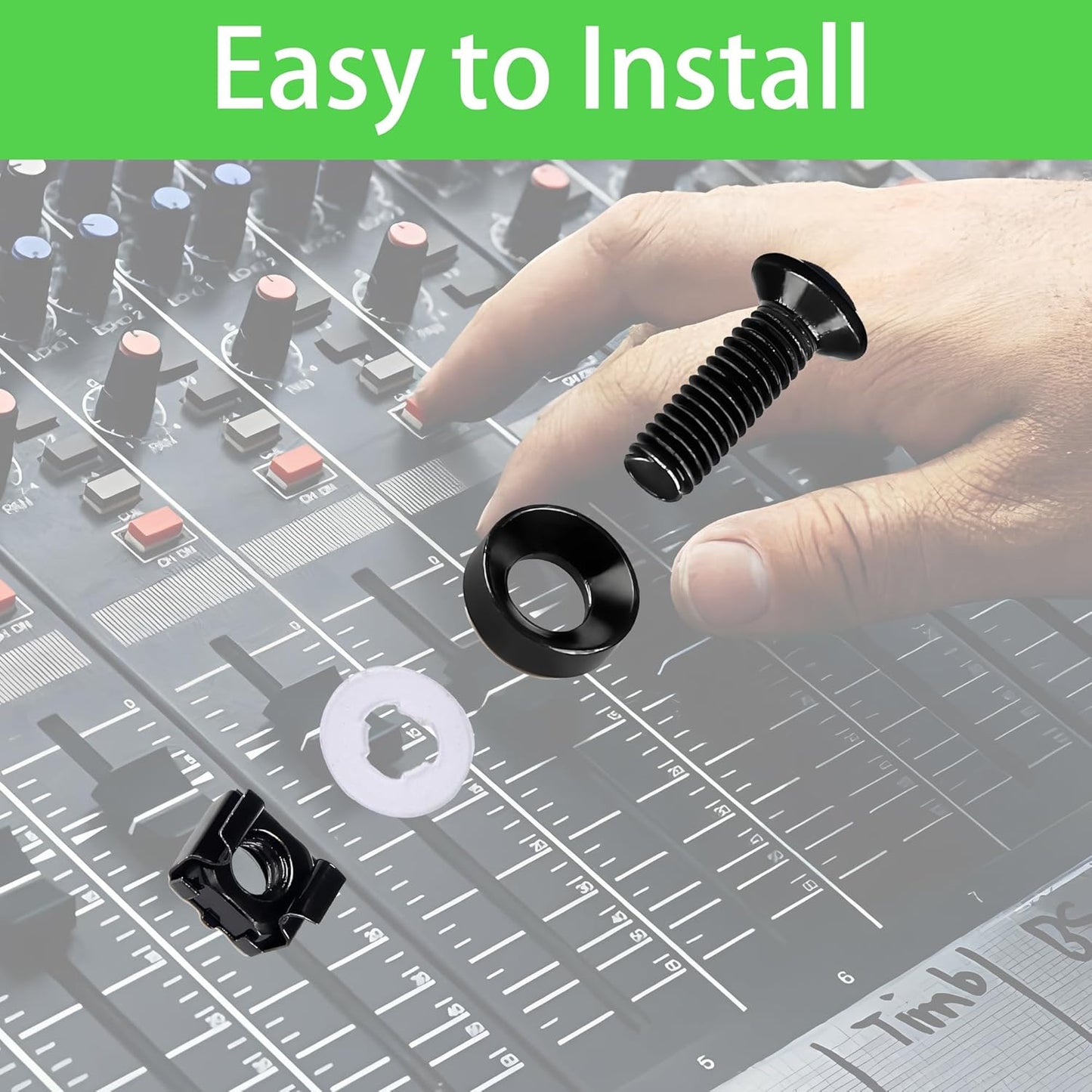 ZCLGOOD 50PCS M6 16mm Set, x Rack Mount Cage Nuts, Screws & Nylon Washers Black Carbon Steel Hardware Kit for Server